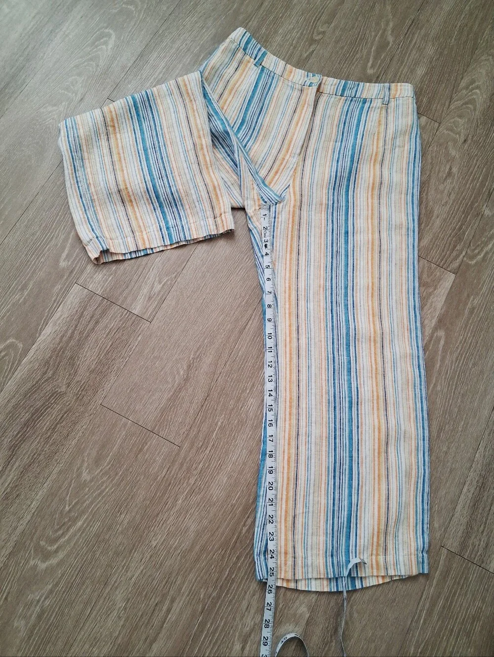 Reformation Tahiti Linen High Rise Wide Leg Crop In Rainbow Pastel Stripe